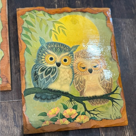 Vintage Owl Prints Decoupage on Wood Boards by K Chin - Picture 5 of 5